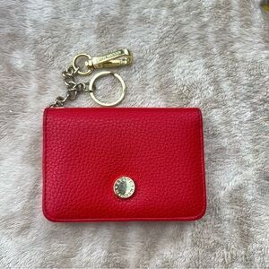 Steve Madden Red Pebbled Leather Card Case with Gold Keyring